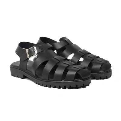 Venturo - Men's Black Calf Leather Sandal