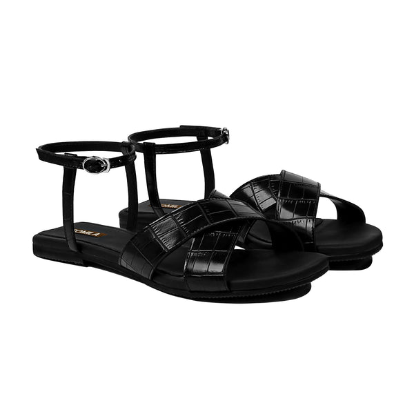 Rina - Women's Black Strapped Sandal