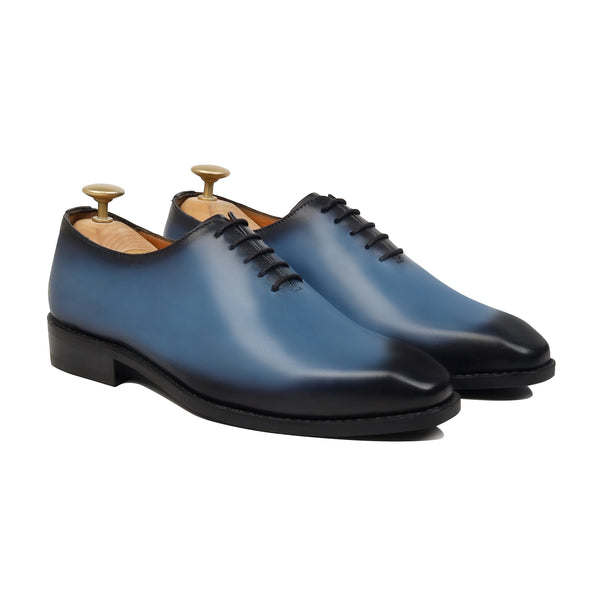Enzo - Men's Burnished Light Blue Calf Leather Wholecut Shoe - Goodyear Welted