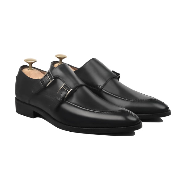 Nexo - Men's Black Calf Leather Double Monkstrap