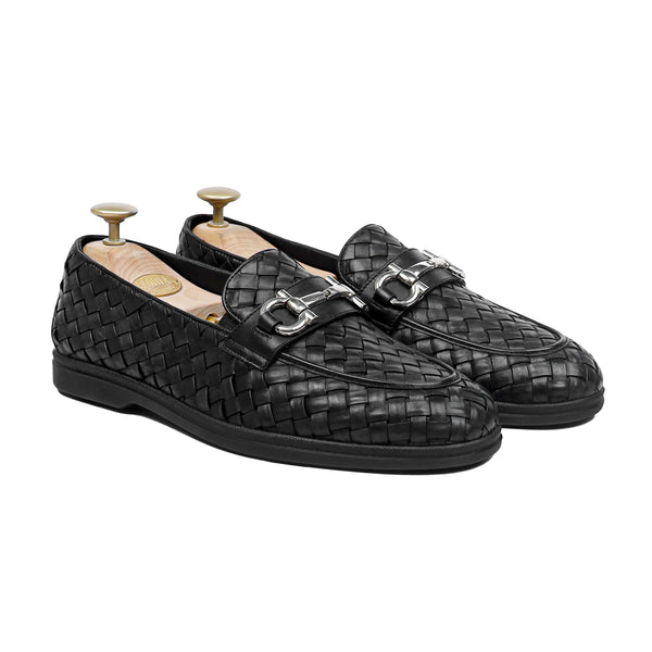 Weav - Men's Black Hand Woven Calf Leather Loafer