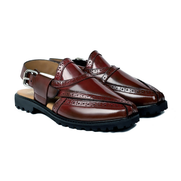 Brooklyn - Men's Red Box Leather High Shine Sandal