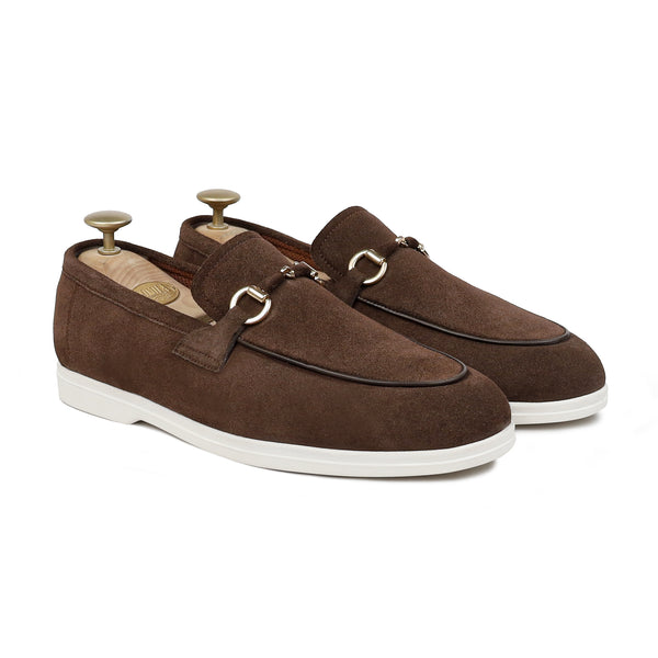 Vesco - Men's Dark Brown Suede Loafer