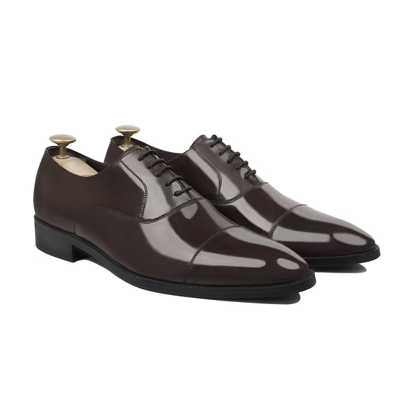 Ascot - Men's Dark Brown Box Leather High Shine Oxford Shoe