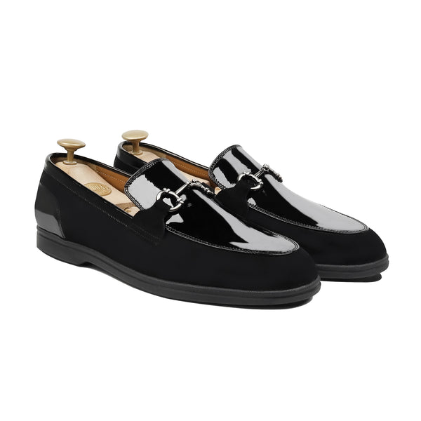 Fenzy- Men's Black Patent and Suede Leather Loafer