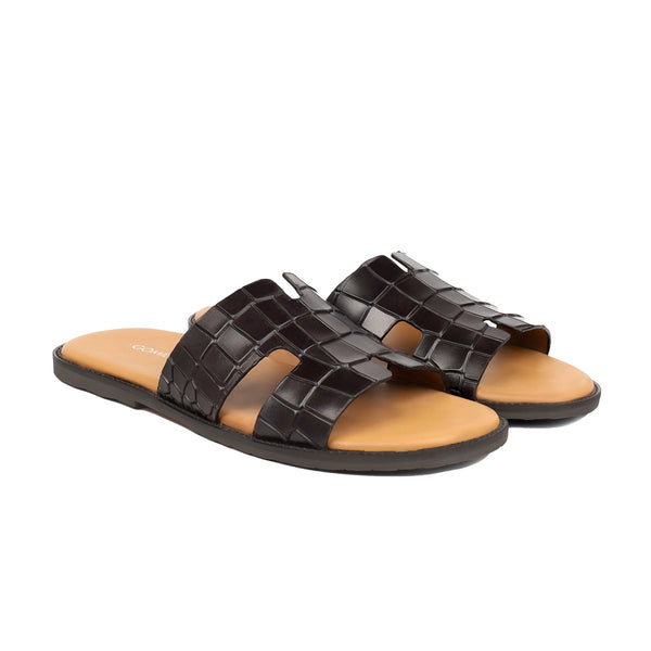 Cameron - Men's Dark Brown Calf Leather Slipper