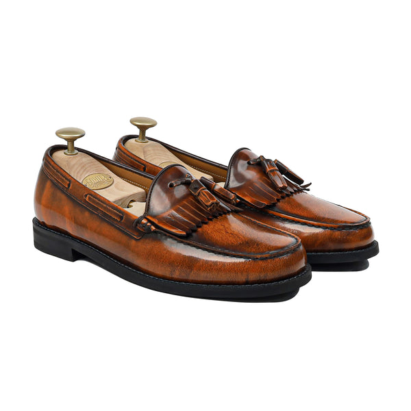 Etom - Men's Burnished Tan Box Leather High Shine Loafer