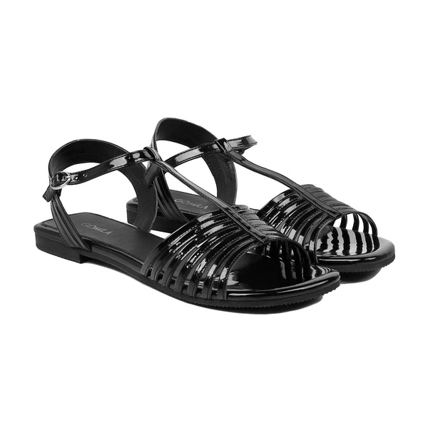Aurixa - Women's Black Strapped Sandal
