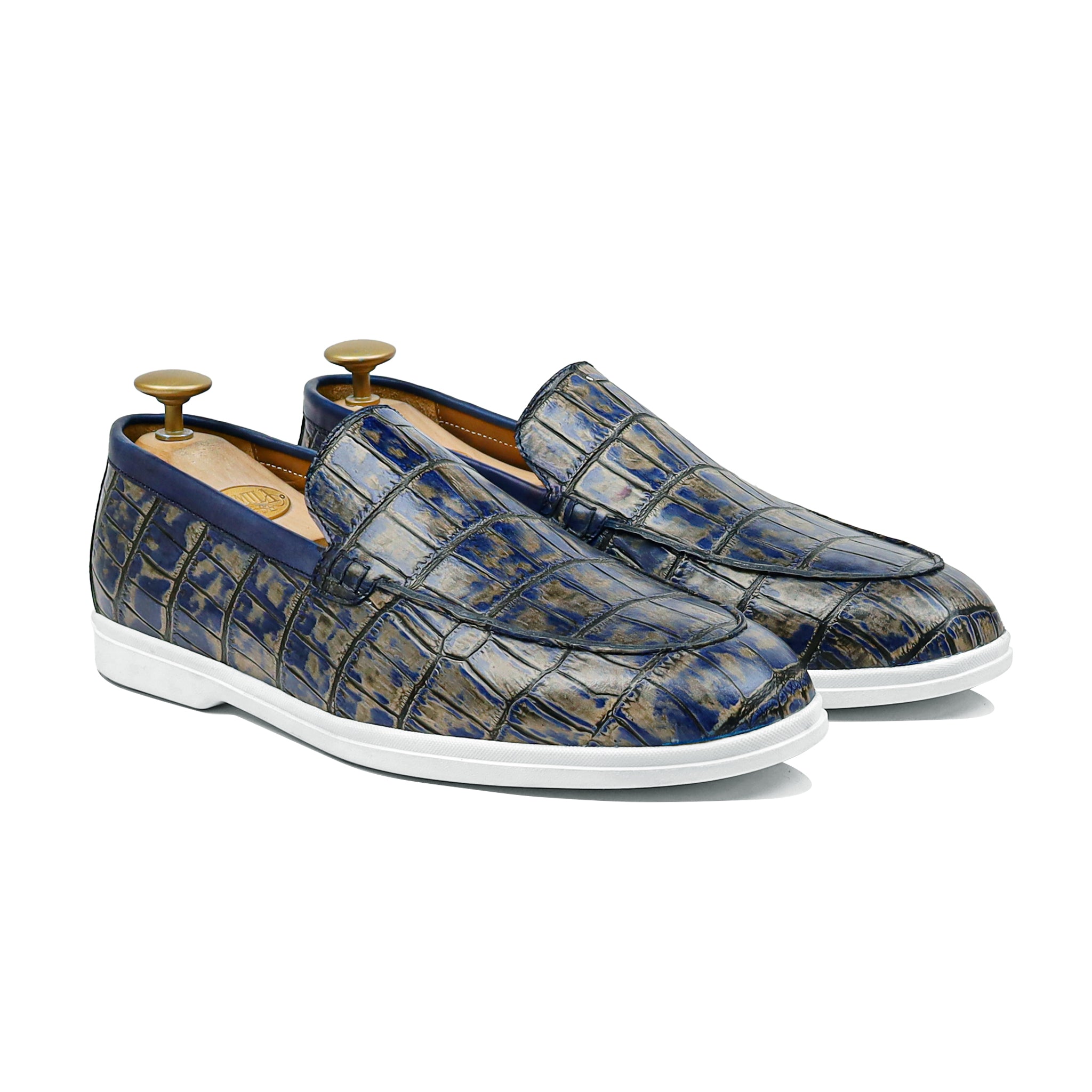 Cruz - Men's Blue And Grey Calf Leather Loafer