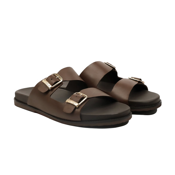 Trams - Men's Brown Calf Leather Slipper