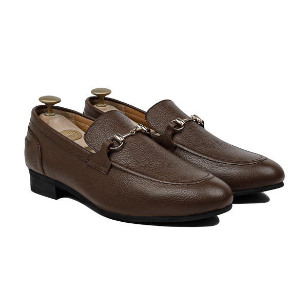 Zenda - Men's Brown Pebble Grain Leather Loafer