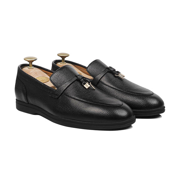 Brent - Men's Black Pebble Grain Leather Loafer