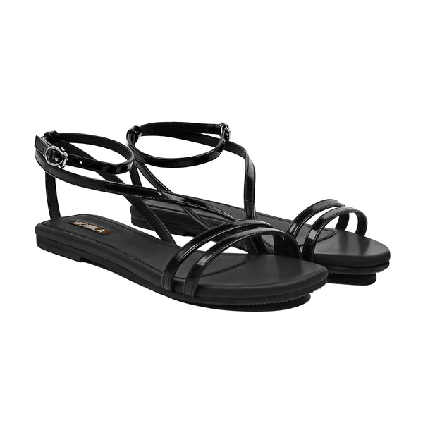 Hollis - Women's Black Strapped Sandal