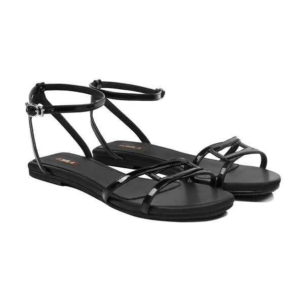 Nelle - Women's Black Strapped Sandal