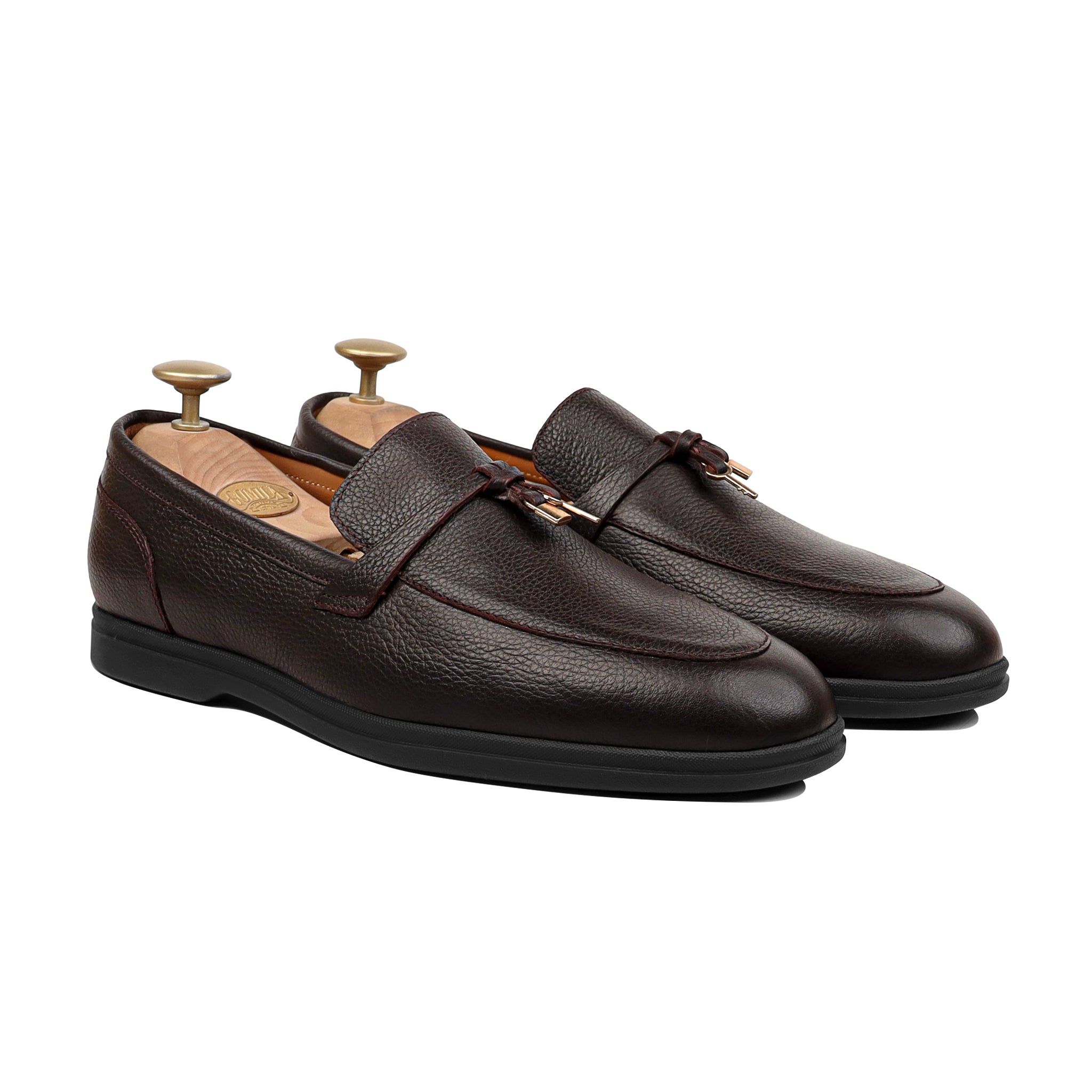 Brent - Men's Dark Brown Pebble Grain Leather Loafer
