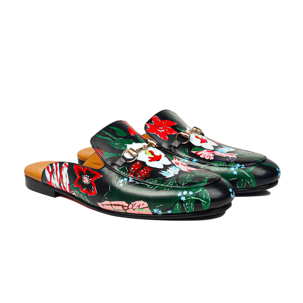 Bellano - Men's Black Hand Painted Slipper