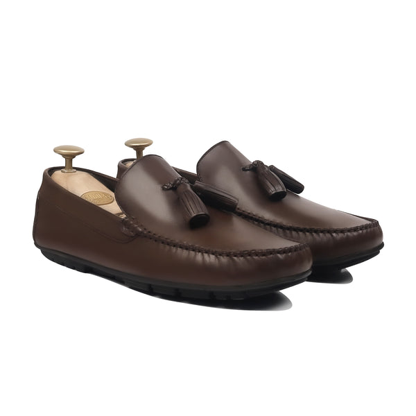 Kelro - Men's Dark Brown Calf Leather Driver Shoe