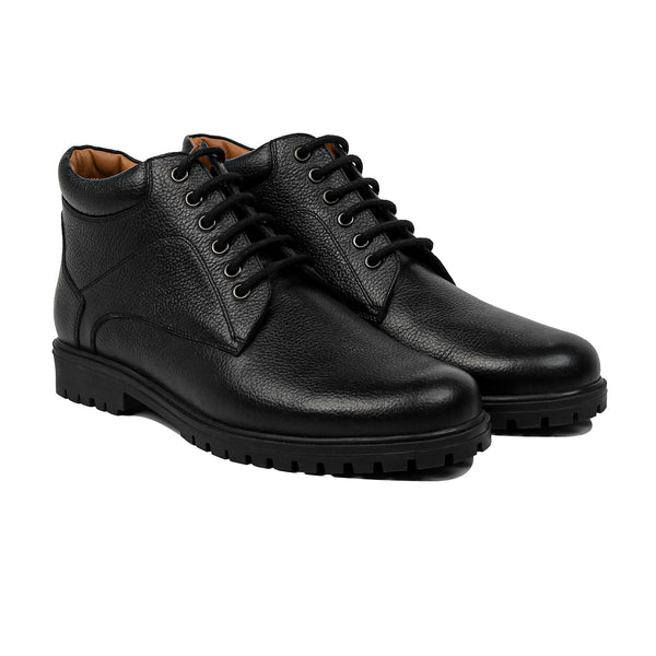 Axton - Men's Black Pebble Grain Leather Boots