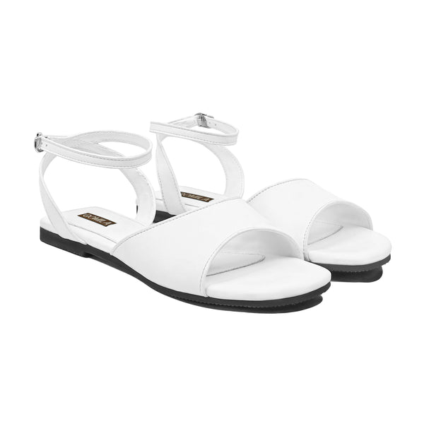 Euna - Women's White Strapped Sandal