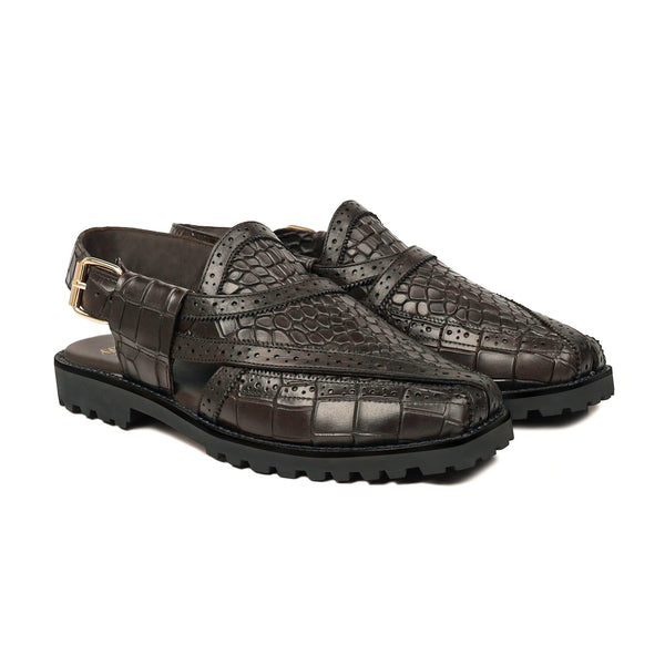 Kyou - Men's Dark Brown Calf Leather Sandal