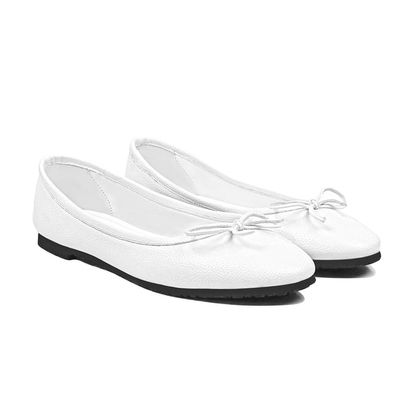 Rosie - Ladies White Pebble Grain Leather Loafer