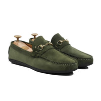 Renzo - Men's Olive Green Suede Driver Shoe