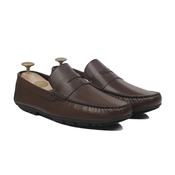 Arvon - Men's Dark Brown Calf Leather Driver Shoe