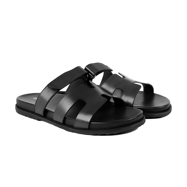 Erif - Men's Black Calf Leather Slipper