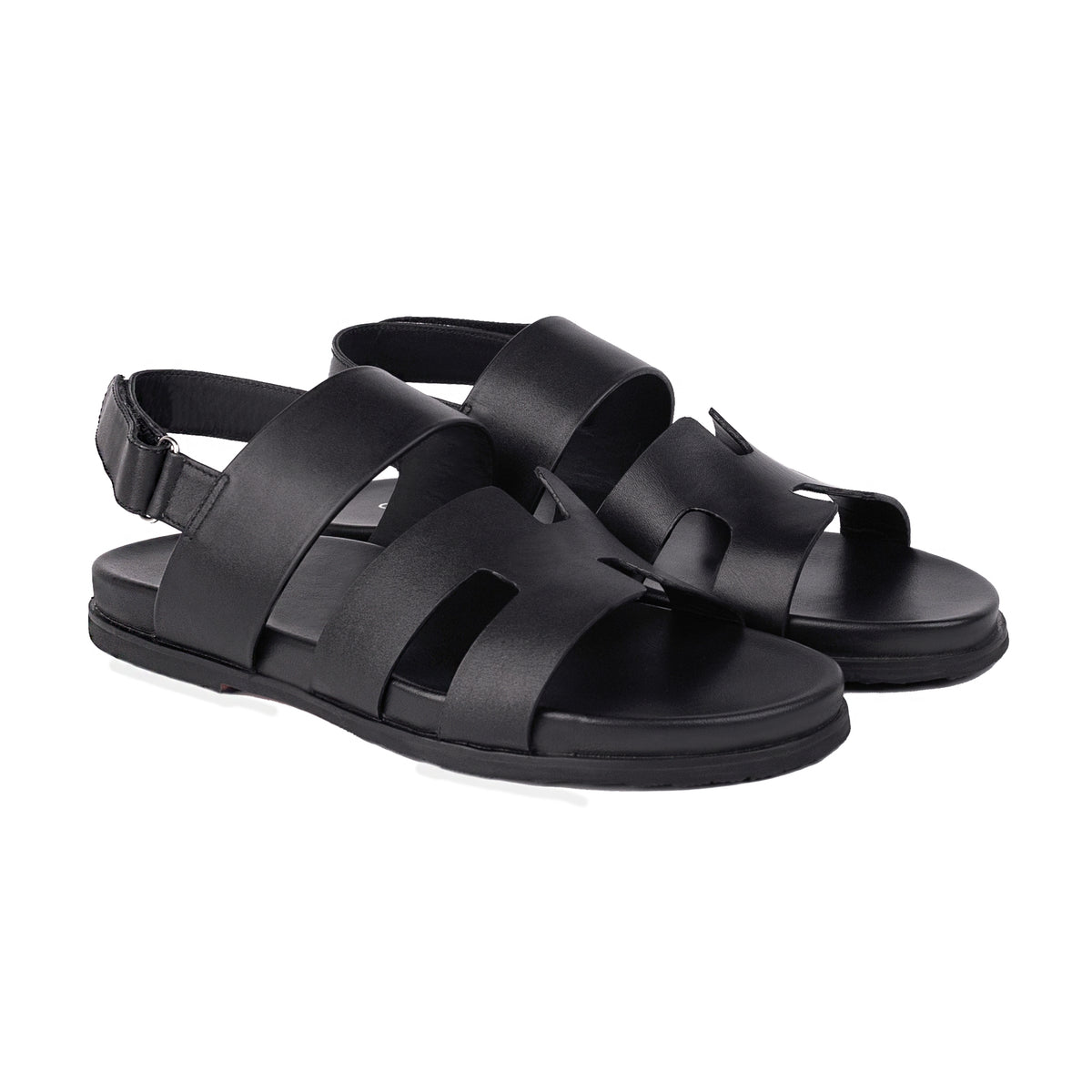 Nathan - Men's Black Calf Leather Sandal
