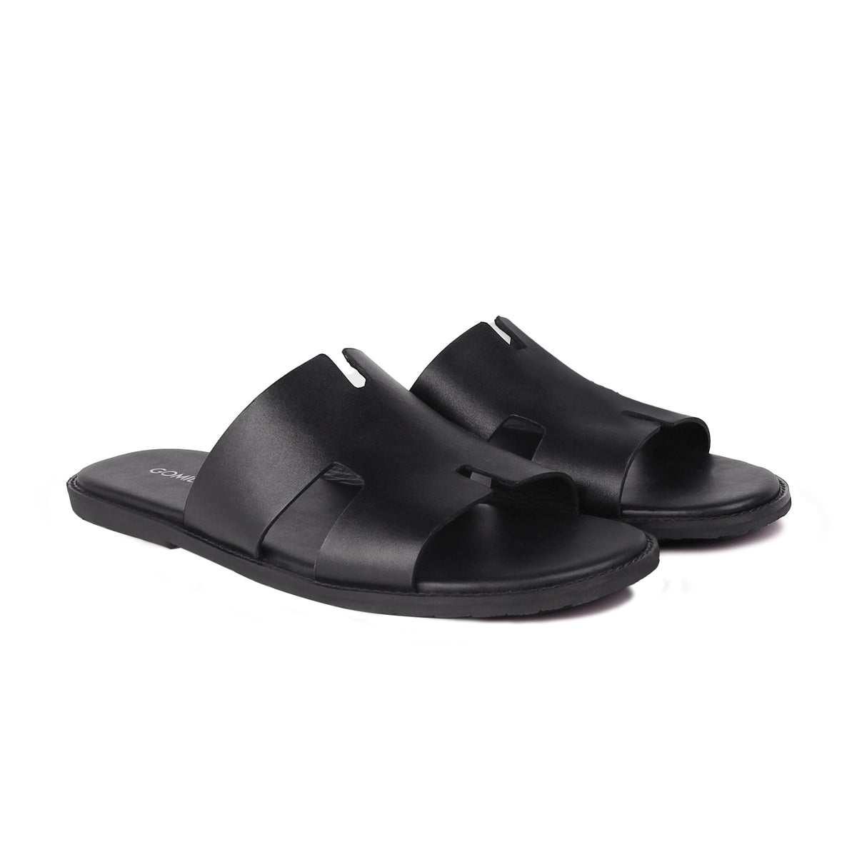 Riko - Men's Black Calf Leather Slipper