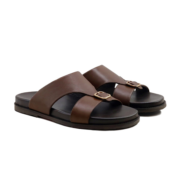 Solux - Men's Dark Brown Calf Leather Slipper