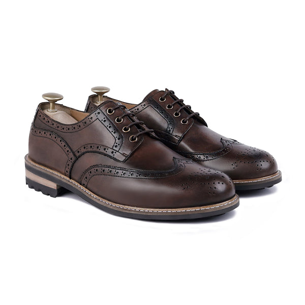 Foster - Men's Dark Brown Calf Leather Derby Shoe