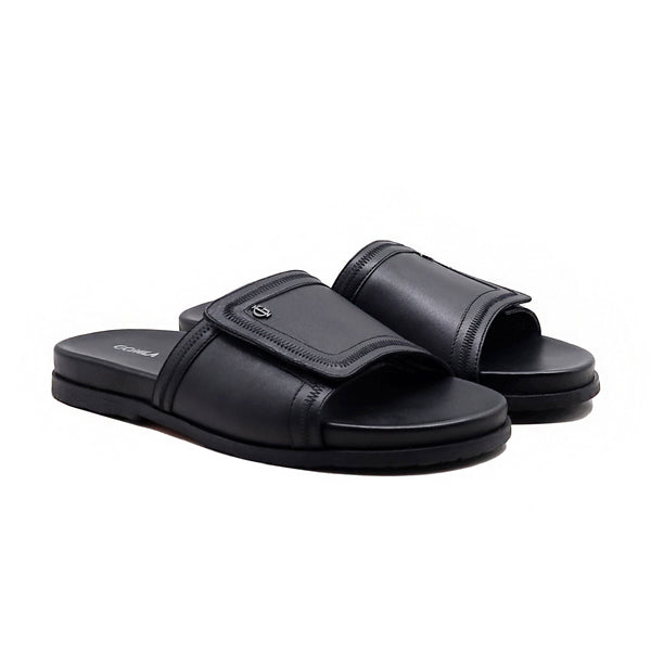 Nuvia - Men's Black Calf Leather Slipper