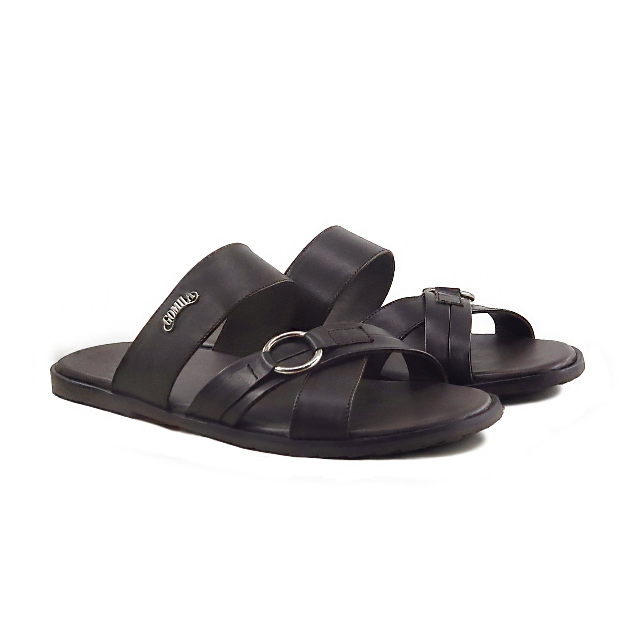 Kolax - Men's Dark Brown Calf Leather Slipper