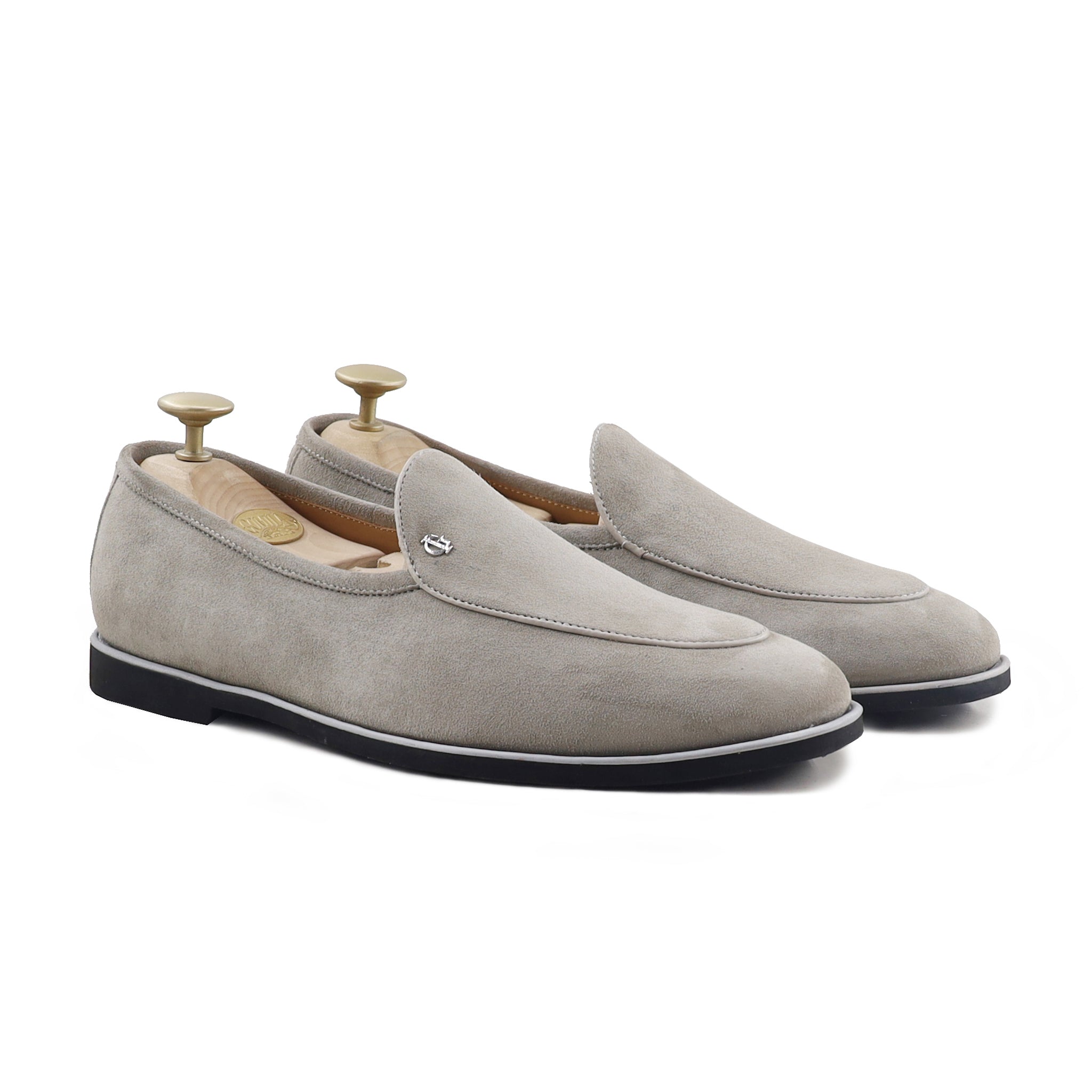 Modric - Men's Steel Grey Kid Suede Loafer