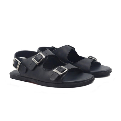 Keenan - Men's Black Calf Leather Sandal