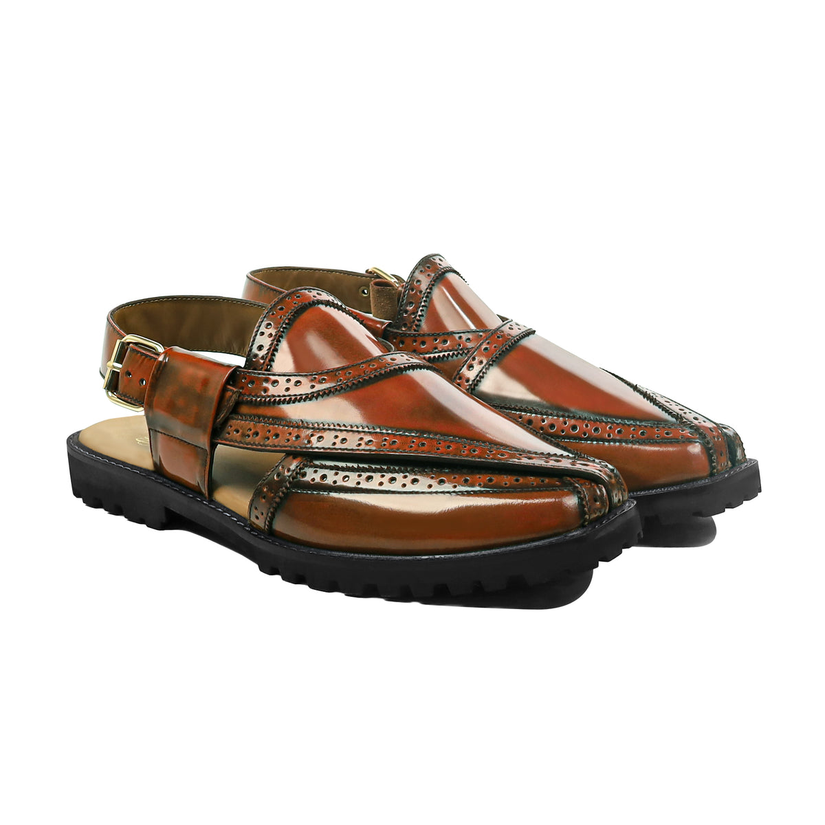 Brooklyn - Men's Tan Box Leather High Shine Sandal