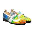 Elios - Men's White Hand Painted Strapped Loafer