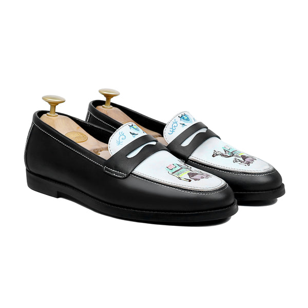 Osven - Men's Black Hand Painted Loafer