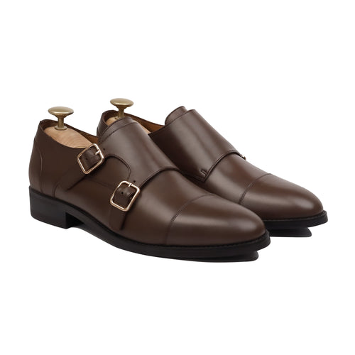 Allin - Men's Brown Calf Leather Double Monkstrap