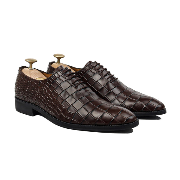 Elvano - Men's Dark Brown Calf Leather Wholecut Shoe