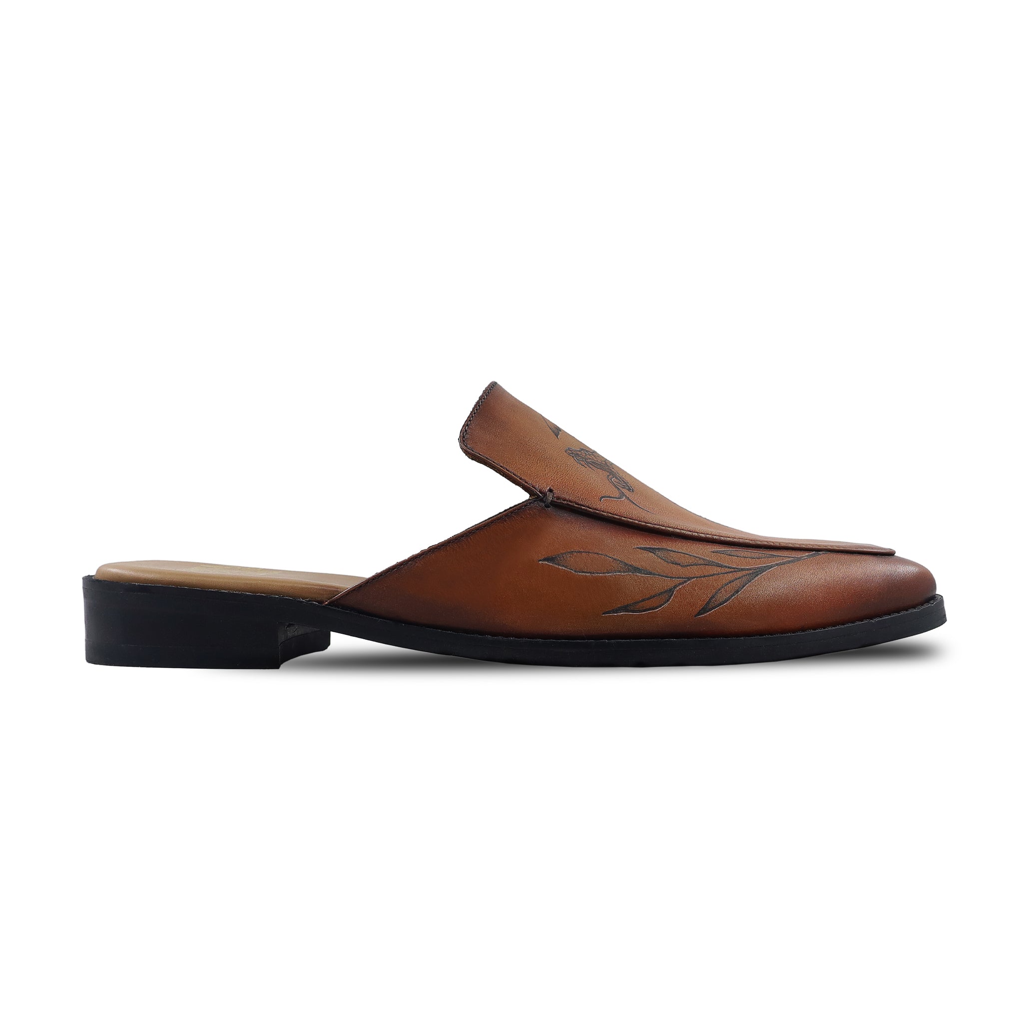 Werth - Men's  Brown Calf Leather Slipper (Snake Edition)