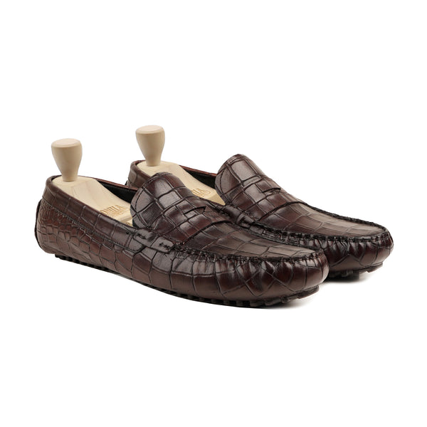 Hoshi - Men's Dark Brown Calf Leather Driver Shoe