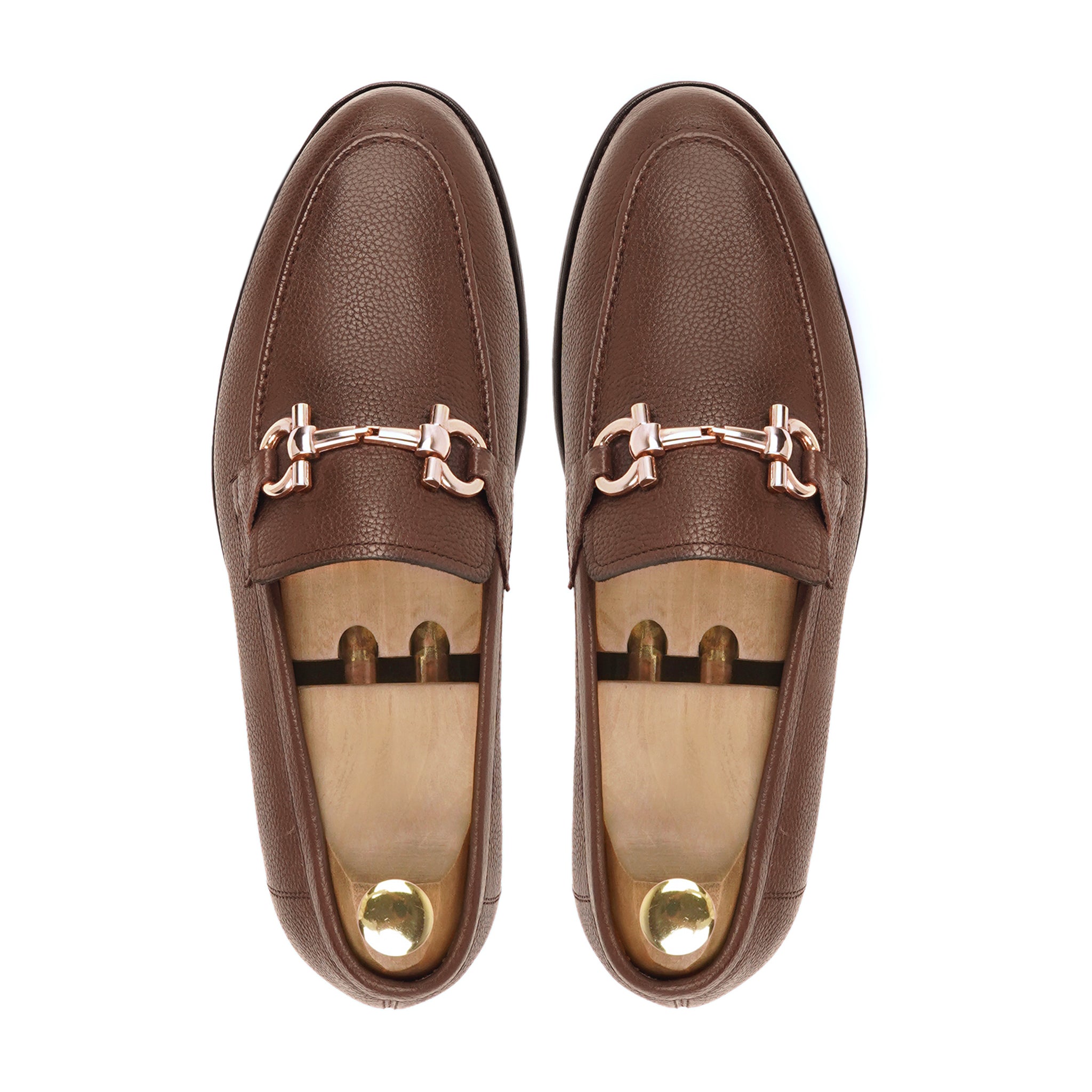 Bucharest - Men's Brown Pebble Grain Leather Loafer