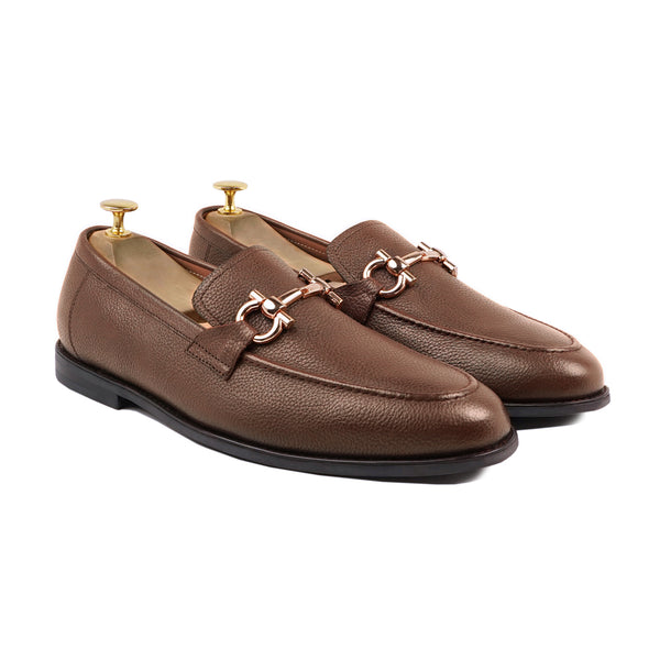 Bucharest - Men's Brown Pebble Grain Leather Loafer