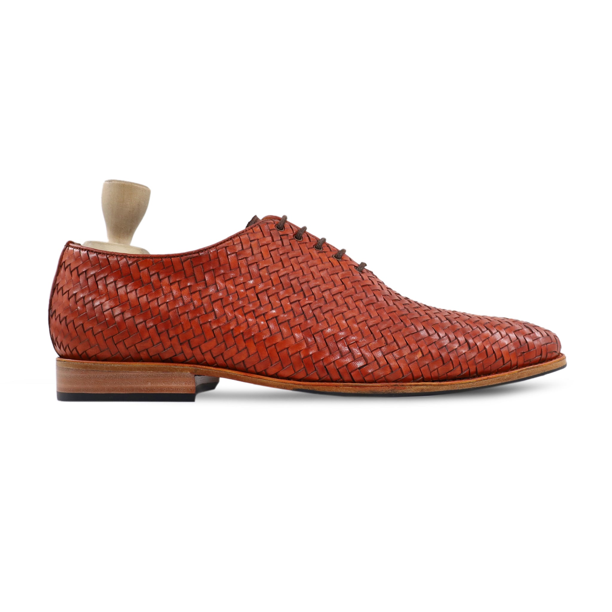 Lyre - Men's Tan Hand Woven Calf Leather Wholecut Shoe