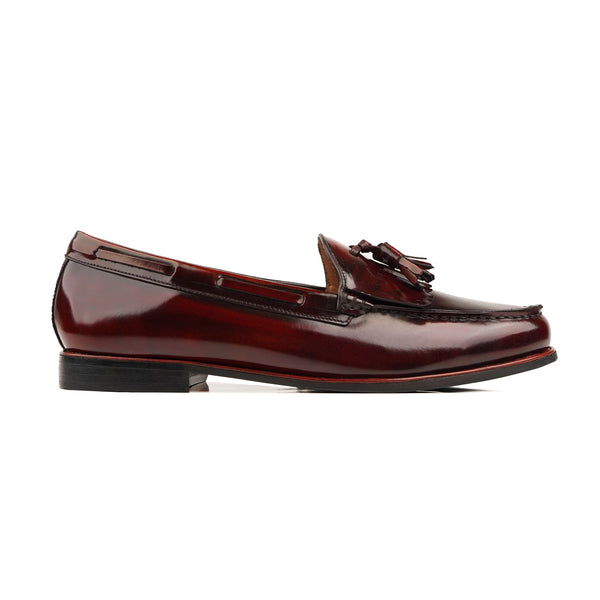 Oristano - Men's Burgendy Box Leather High Shine Loafer