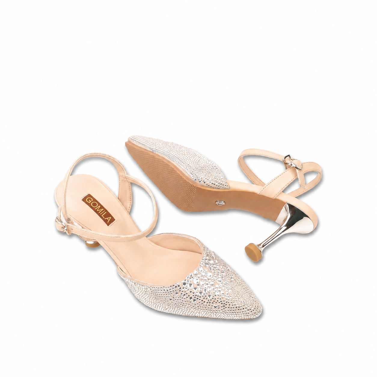 Vanessa - Women’s Champagne Rhinestone 90mm Heels