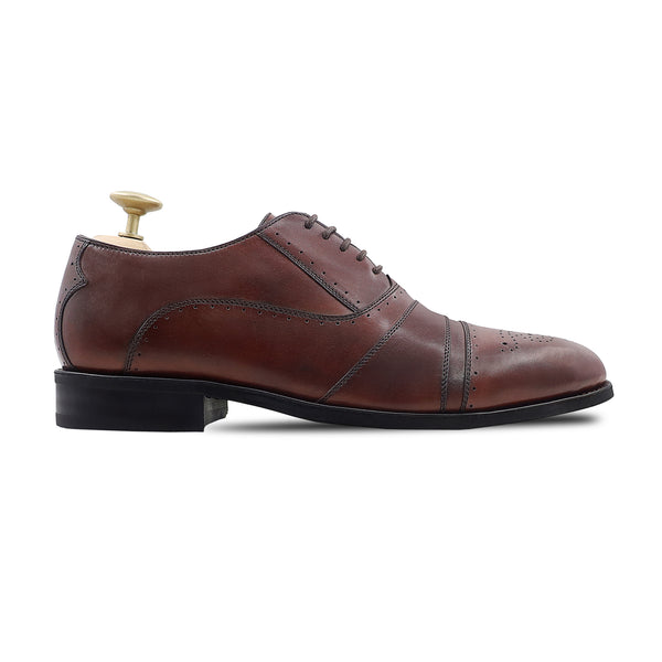 Doha - Men's Reddish Brown Calf Leather Oxford Shoe