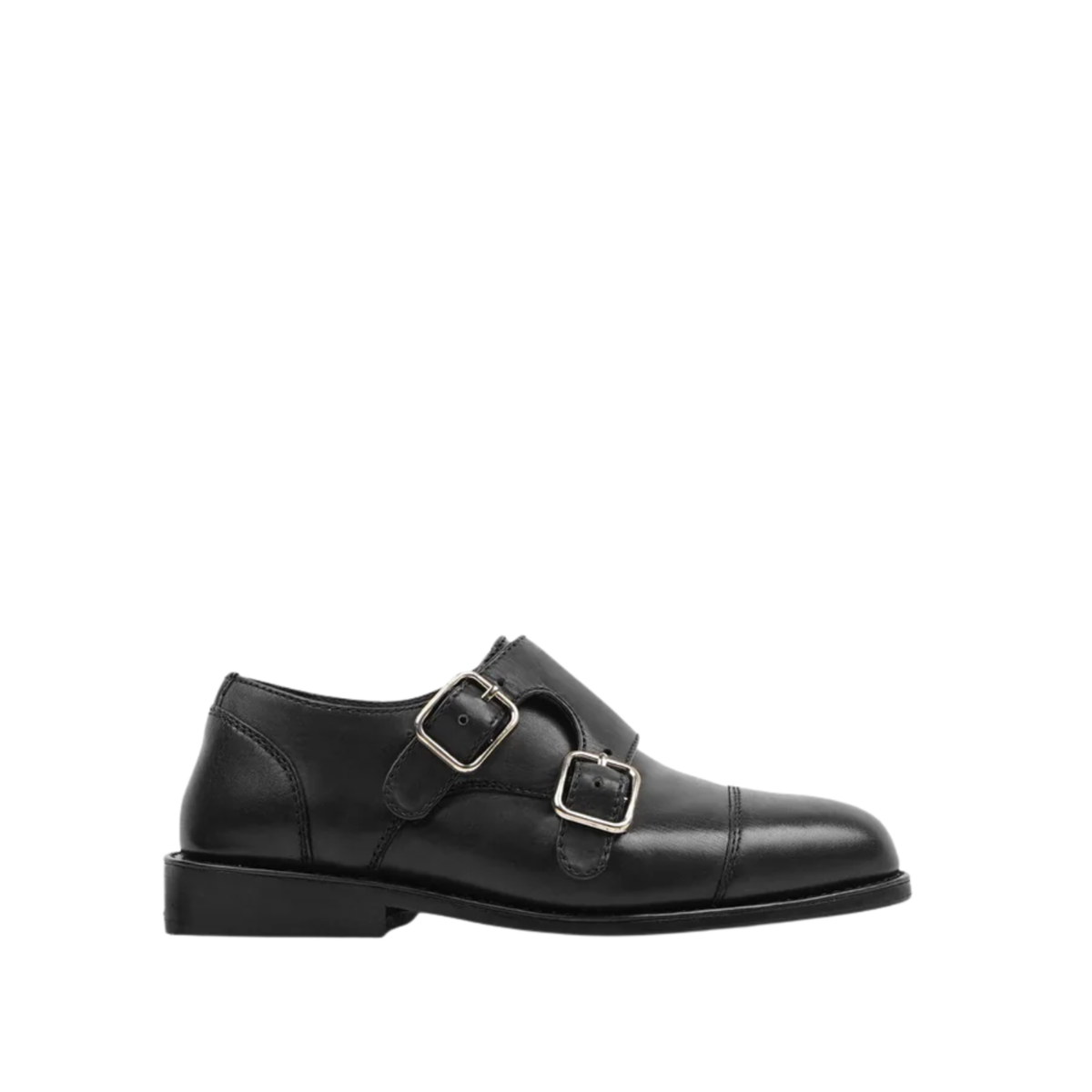 Gunner - Kids Black Calf Leather Double Monkstrap